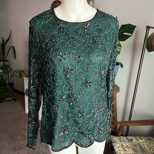 Gorgeous green beaded long sleeve